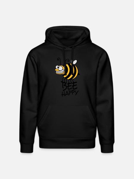 Thick crazy bee bee happy - Stanley/Stella DRUMMER Unisex Organic Hoodie - black