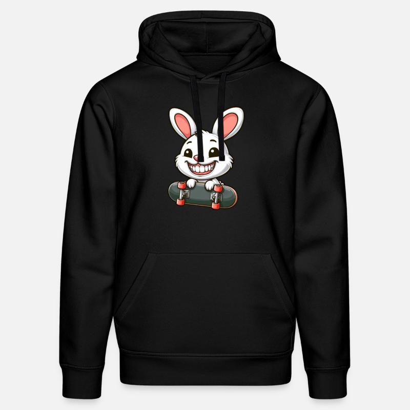 Mignon lapin blanc lapin planche à roulettes - Sweat à capuche bio DRUMMER Stanley/Stella Unisexe - noir