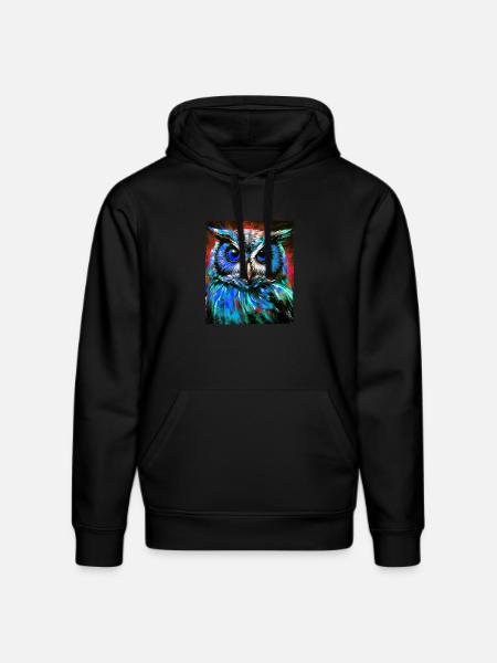 Owl Portrait - Stanley/Stella DRUMMER Unisex Organic Hoodie - black