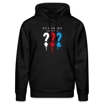 Die Drei ??? Wir übernehmen jeden Fall - Stanley/Stella Unisex Bio-Hoodie DRUMMER  - Schwarz - Vorne - Marisol (170cm) & Nik (191cm)