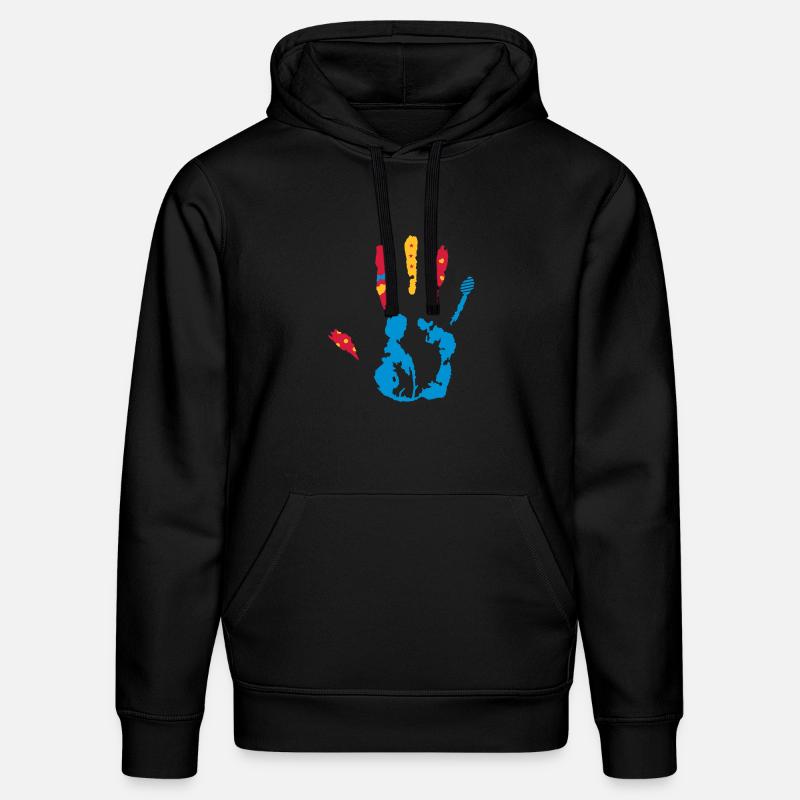 bunter Handabdruck mit verschiedene Formen - Stanley/Stella Unisex Bio-Hoodie DRUMMER  - Schwarz