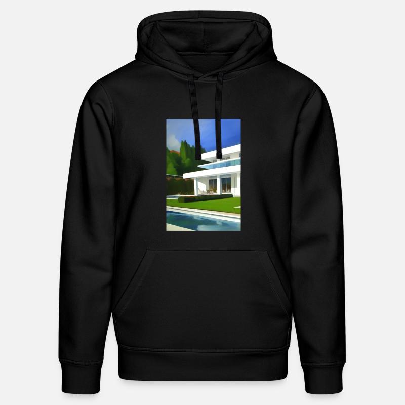 Villa blanche avec piscine - Sweat à capuche bio DRUMMER Stanley/Stella Unisexe - noir