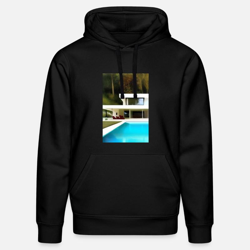 Villa blanche avec piscine - Sweat à capuche bio DRUMMER Stanley/Stella Unisexe - noir