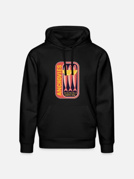 Retro Can Label Anchovy Art - Stanley/Stella DRUMMER Unisex Organic Hoodie - black