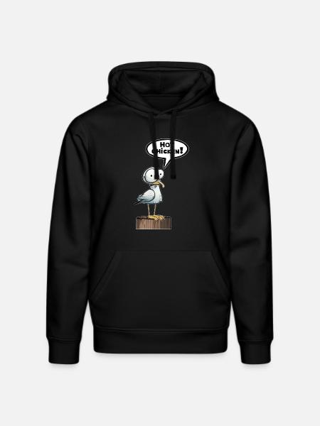 Seagull Speech Bubble Hot Chicken - Stanley/Stella DRUMMER Unisex Organic Hoodie - black