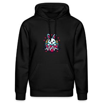 Osterhase Herzschlag Ostern - Stanley/Stella Unisex Bio-Hoodie DRUMMER  - Schwarz - Vorne - Marisol (170cm) & Nik (191cm)