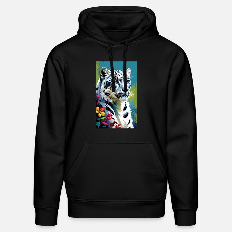 Schneeleopard | Leopard | Raubtier - Stanley/Stella Unisex Bio-Hoodie DRUMMER  - Schwarz