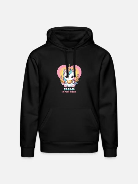 Süßes Milch Einhorn - Stanley/Stella Unisex Bio-Hoodie DRUMMER  - Schwarz