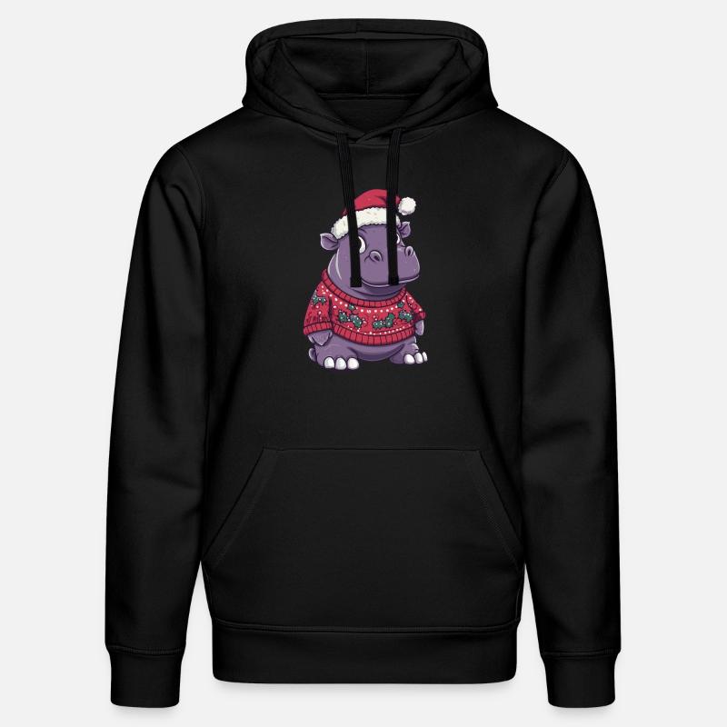 Nilpferd Weihnachten Comic - Stanley/Stella Unisex Bio-Hoodie DRUMMER  - Schwarz