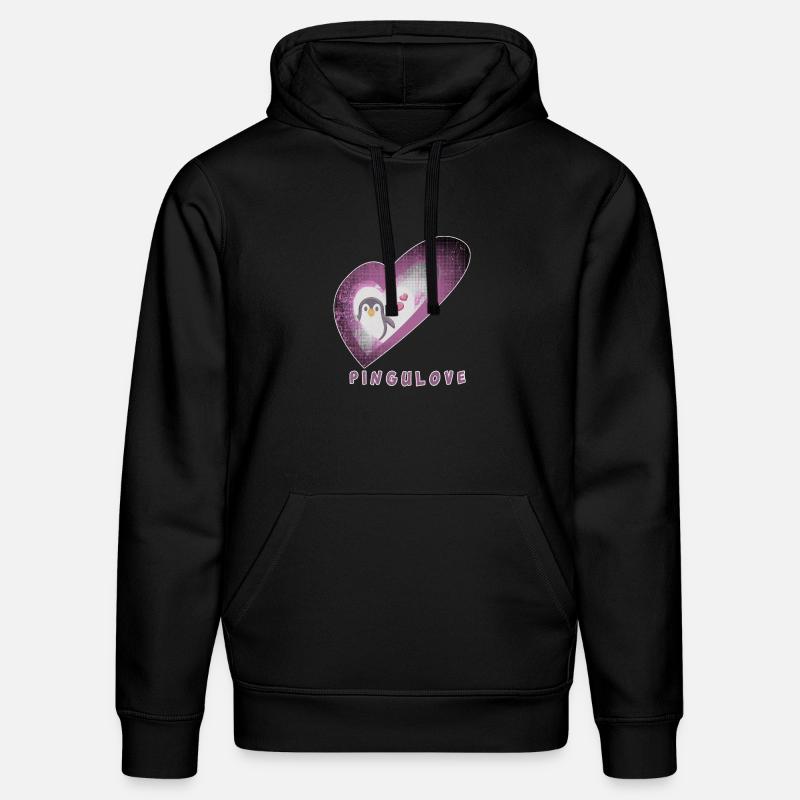 Pingulove Coeur Pingouin Design - Sweat à capuche bio DRUMMER Stanley/Stella Unisexe - noir
