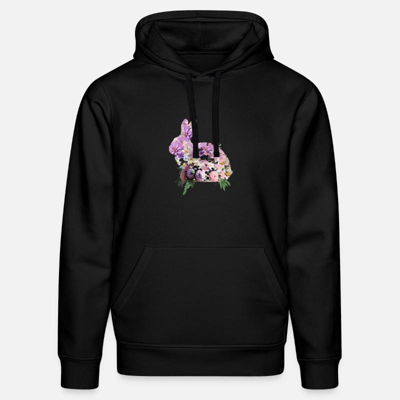 Fleurs lapin de Pâques - Sweat à capuche bio DRUMMER Stanley/Stella Unisexe - noir