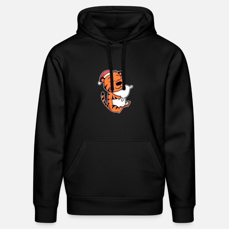 Tigre Mignon Fatigué Noël - Sweat à capuche bio DRUMMER Stanley/Stella Unisexe - noir