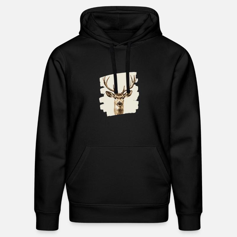 Hirsch mit Geweih - Stanley/Stella Unisex Bio-Hoodie DRUMMER  - Schwarz