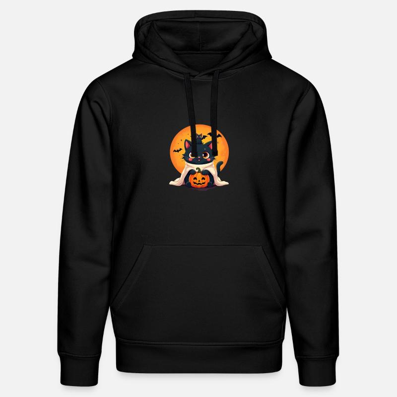 Chat d’Halloween avec citrouille d’Halloween - Sweat à capuche bio DRUMMER Stanley/Stella Unisexe - noir