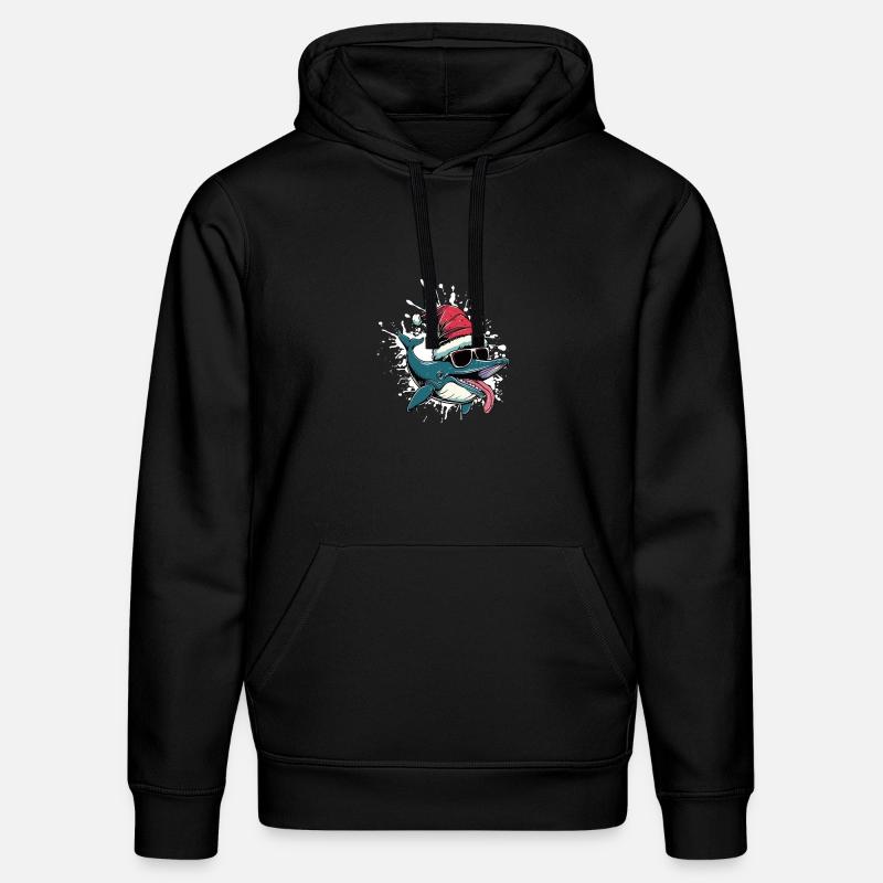 Baleine Noël Drôle - Sweat à capuche bio DRUMMER Stanley/Stella Unisexe - noir