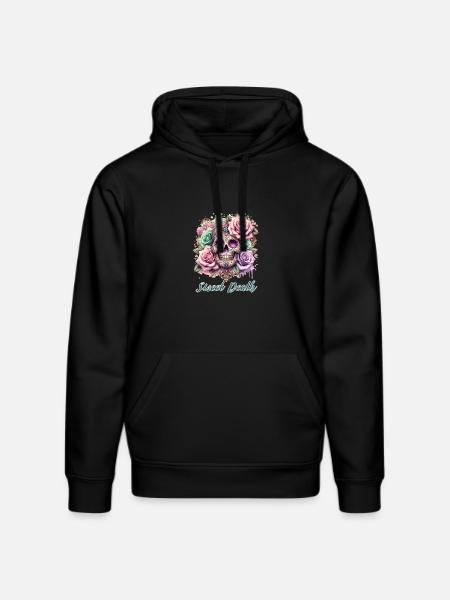 Flowers Skull Beauty Bloom - Stanley/Stella DRUMMER Unisex Organic Hoodie - black