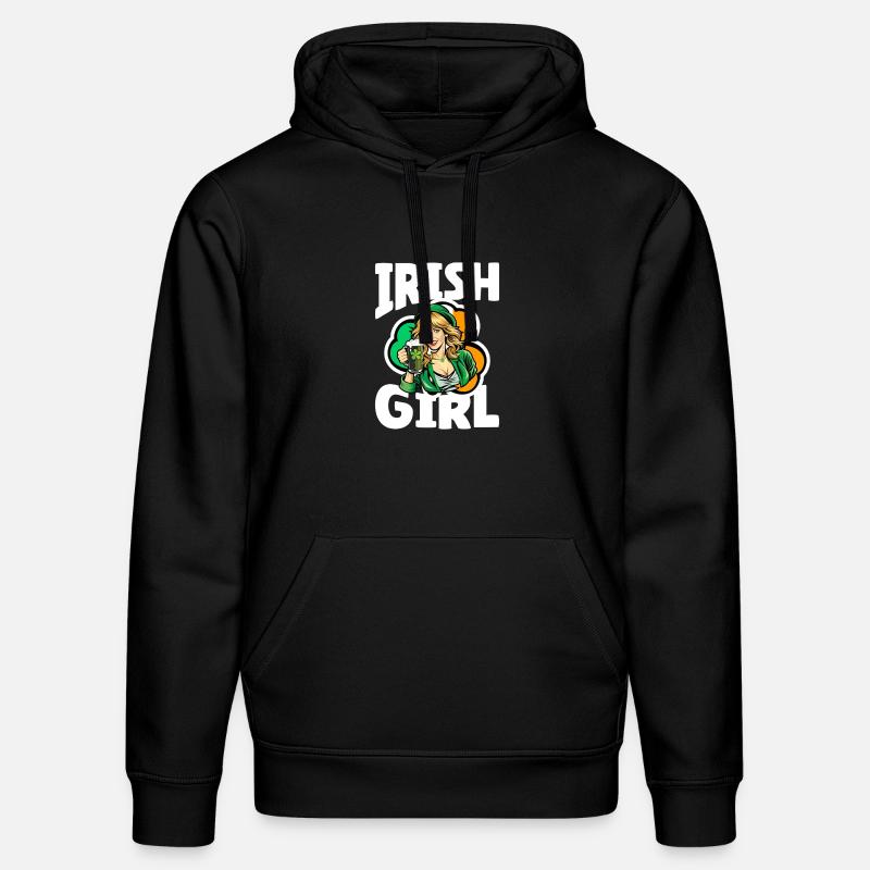 Fille irlandaise avec trèfle vert - Sweat à capuche bio DRUMMER Stanley/Stella Unisexe - noir