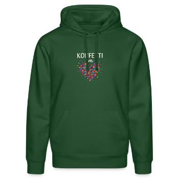 Carnival confetti in the heart of Shrovetide Carnival - Stanley/Stella DRUMMER Unisex Organic Hoodie - bottle green - Front - Liana (172cm) & Jaron (178cm)