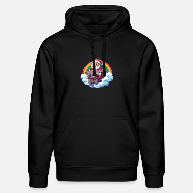 Koala Weihnachtsmann Regenbogen - Stanley/Stella Unisex Bio-Hoodie DRUMMER  - Schwarz