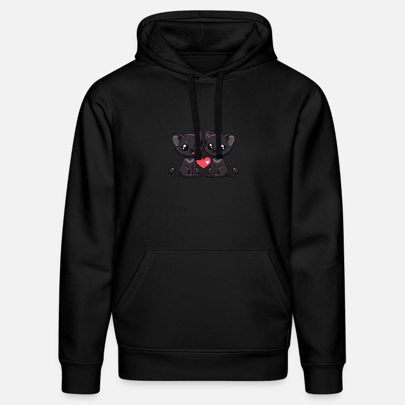 Panthère Amour Coeur Couple - Sweat à capuche bio DRUMMER Stanley/Stella Unisexe - noir