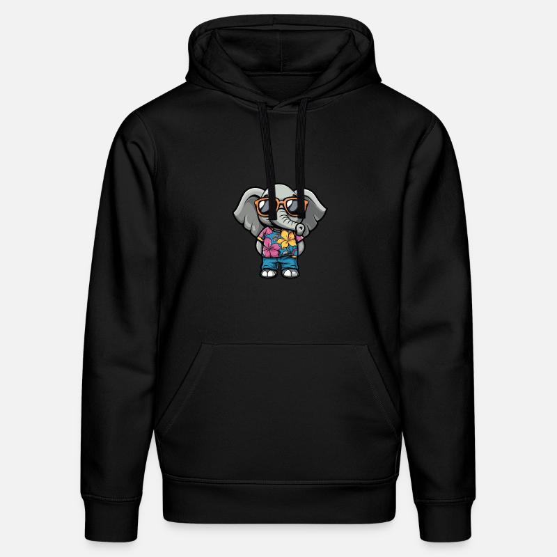 Elefant Comic Urlaub - Stanley/Stella Unisex Bio-Hoodie DRUMMER  - Schwarz