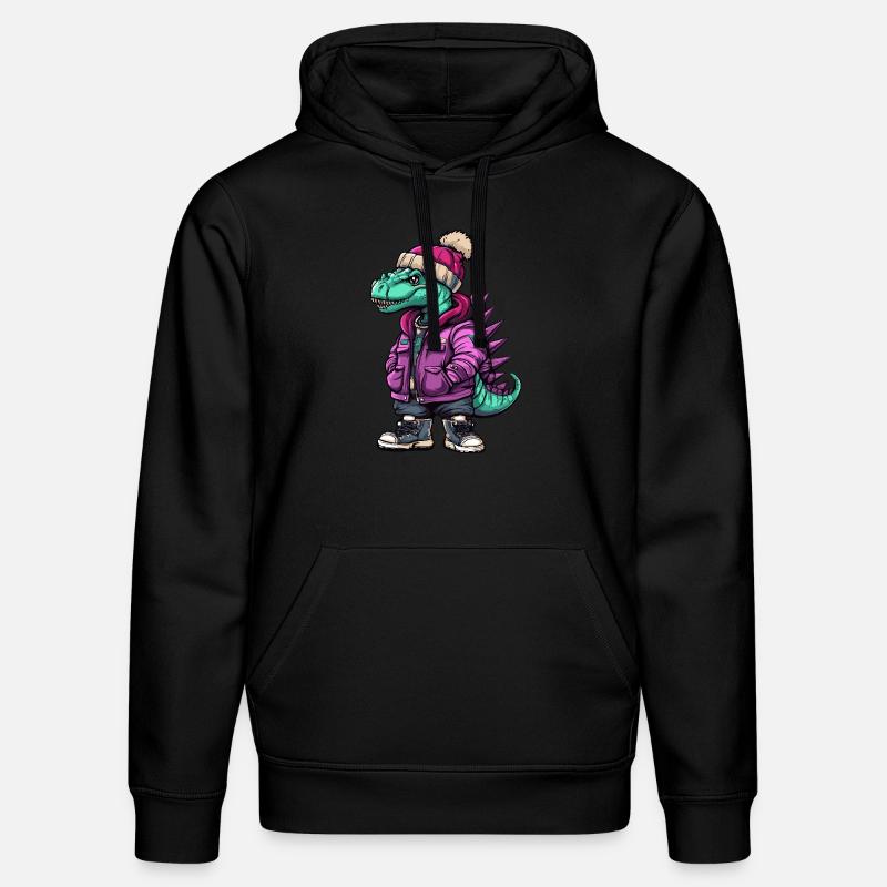 Dinosaure stégosaure Hiver drôle - Sweat à capuche bio DRUMMER Stanley/Stella Unisexe - noir