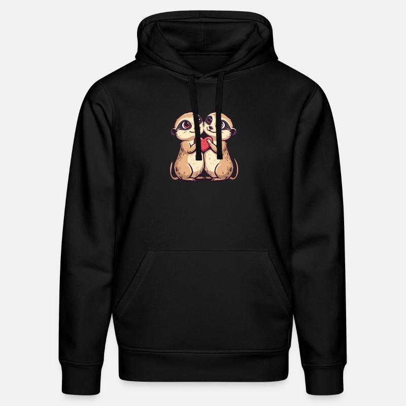 Couple de suricates amour Saint-Valentin - Sweat à capuche bio DRUMMER Stanley/Stella Unisexe - noir