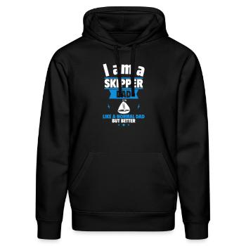 Papa Skipper , Originelles Vatertagsgeschenk - Stanley/Stella Unisex Bio-Hoodie DRUMMER  - Schwarz - Vorne - Marisol (170cm) & Nik (191cm)