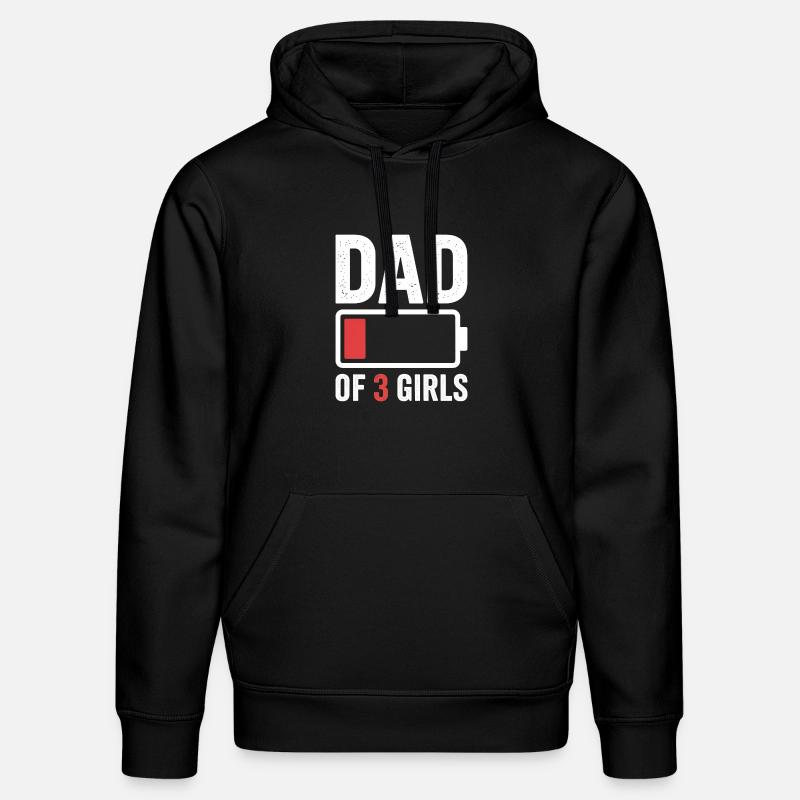 Papa de 3 filles Batterie faible - Sweat à capuche bio DRUMMER Stanley/Stella Unisexe - noir
