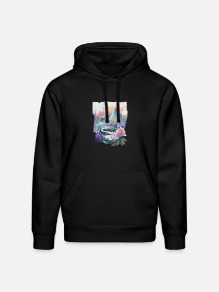 Flower landscape - Stanley/Stella DRUMMER Unisex Organic Hoodie - black