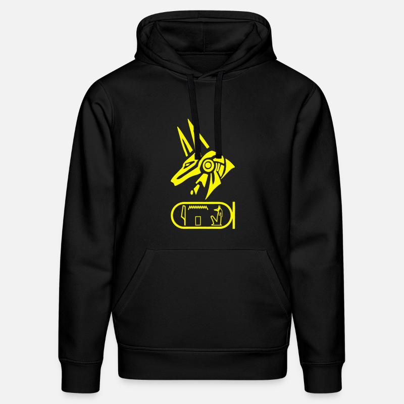 Dieu égyptien Anubis (jaune) - Sweat à capuche bio DRUMMER Stanley/Stella Unisexe - noir