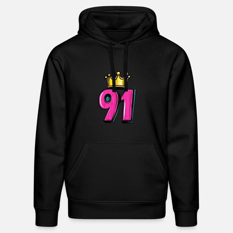 91 Couronne numérique - Sweat à capuche bio DRUMMER Stanley/Stella Unisexe - noir