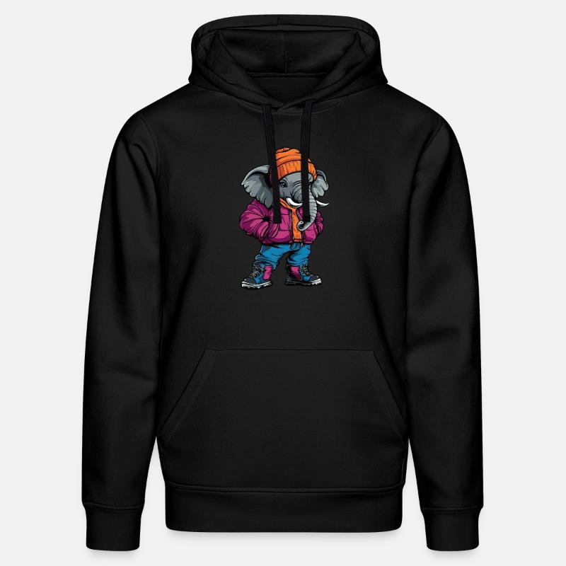 Éléphant Drôle Hiver - Sweat à capuche bio DRUMMER Stanley/Stella Unisexe - noir