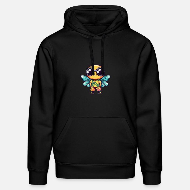 Libelle Comic Urlaub - Stanley/Stella Unisex Bio-Hoodie DRUMMER  - Schwarz
