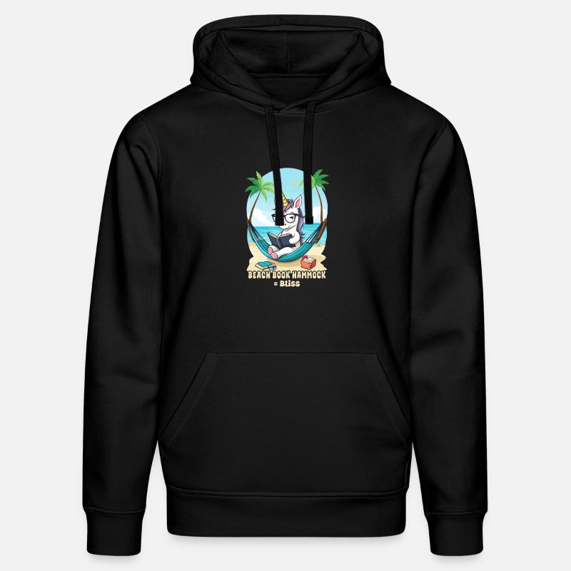 Einhorn mit Buch - Stanley/Stella Unisex Bio-Hoodie DRUMMER  - Schwarz