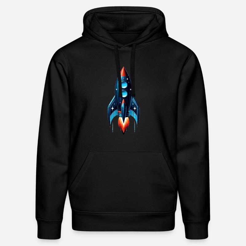 Rakete mit Sternen | Spaceship - Stanley/Stella Unisex Bio-Hoodie DRUMMER  - Schwarz