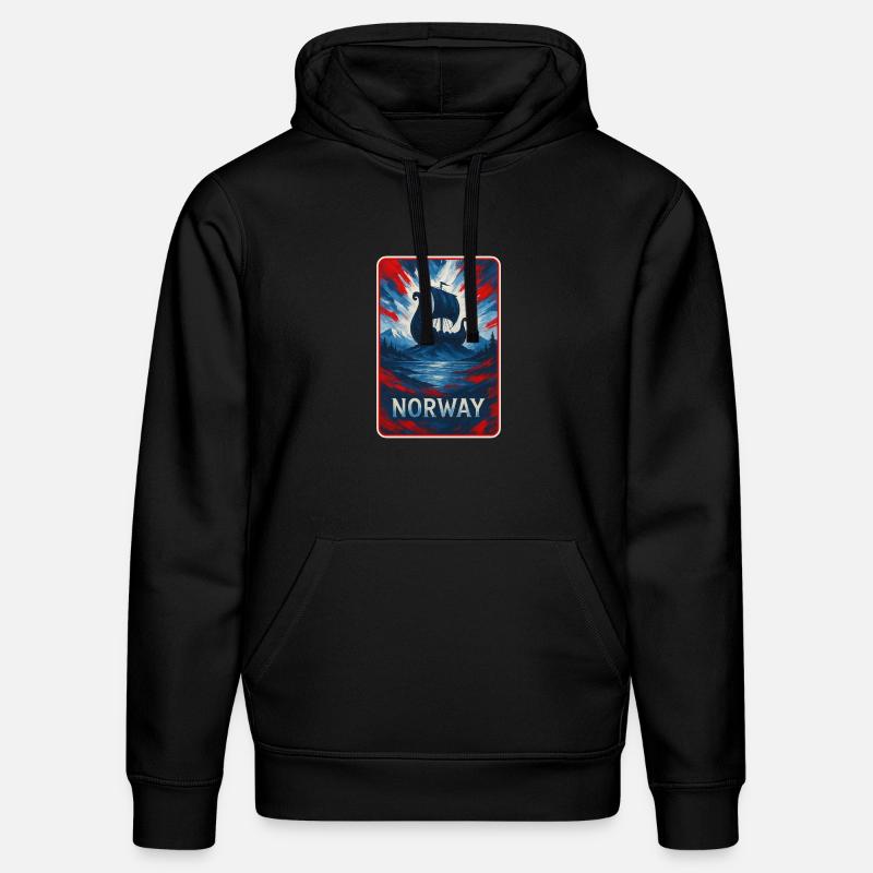Norvège Paysage Drapeaux Design - Sweat à capuche bio DRUMMER Stanley/Stella Unisexe - noir
