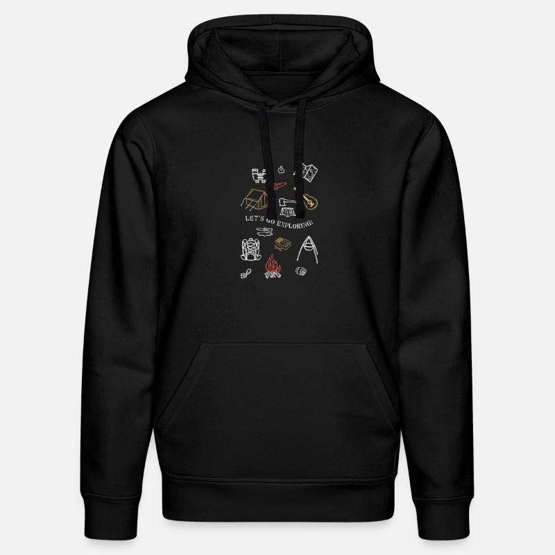 Camping Adventure Outline Design - Sweat à capuche bio DRUMMER Stanley/Stella Unisexe - noir