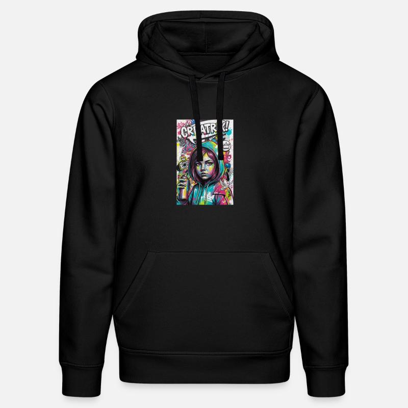 Farbexplosion Graffiti Heldin - Stanley/Stella Unisex Bio-Hoodie DRUMMER - Schwarz