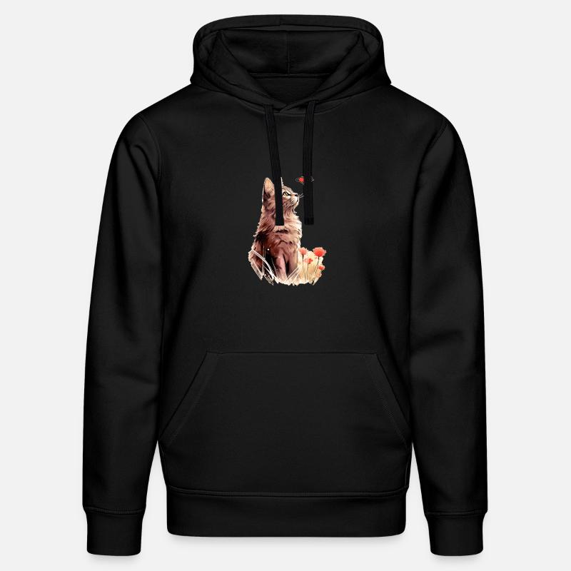 Chat et papillon - Sweat à capuche bio DRUMMER Stanley/Stella Unisexe - noir