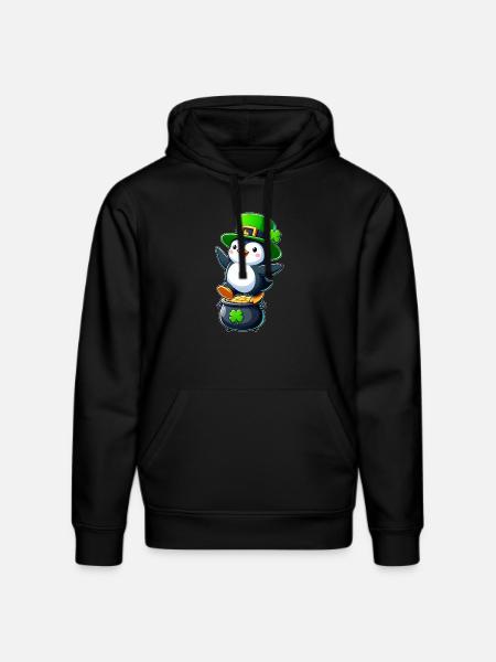 Saint-Patrick Pingouin Cylindre Trèfle - Sweat à capuche bio DRUMMER Stanley/Stella Unisexe - noir