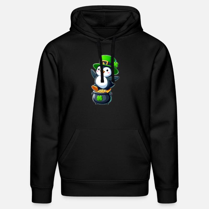 Saint-Patrick Pingouin Cylindre Trèfle - Sweat à capuche bio DRUMMER Stanley/Stella Unisexe - noir