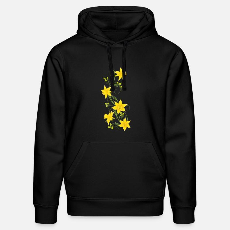 Pâques, jonquilles, jonquilles, printemps - Sweat à capuche bio DRUMMER Stanley/Stella Unisexe - noir