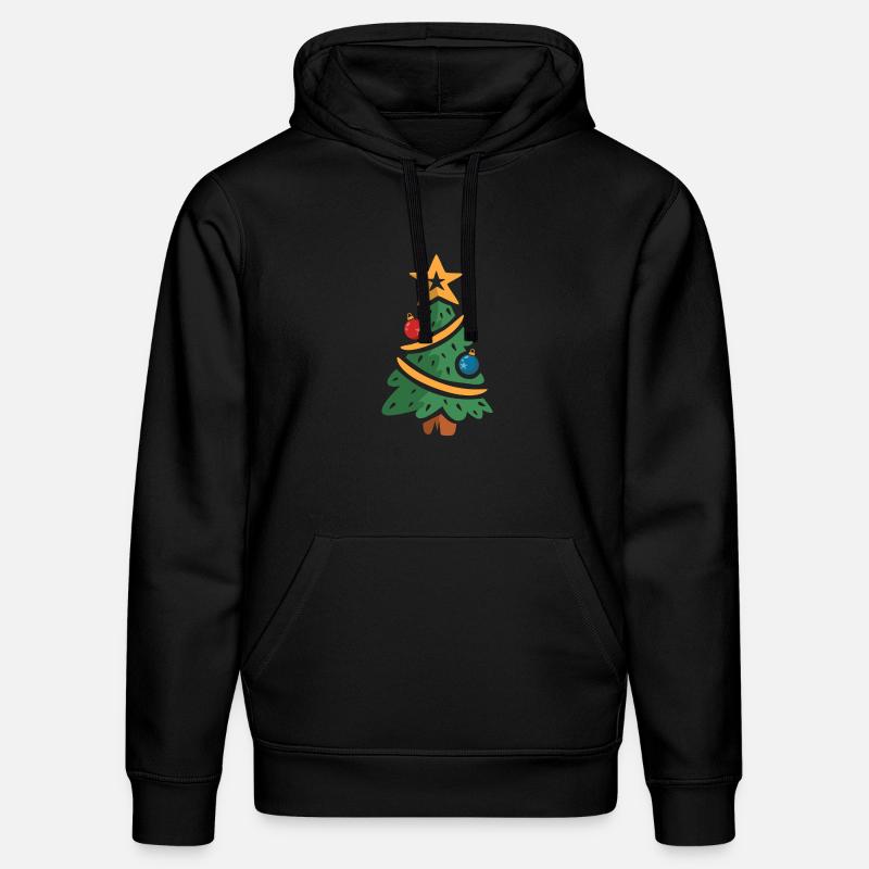 Arbre de Noël dessin animé illustration - Sweat à capuche bio DRUMMER Stanley/Stella Unisexe - noir