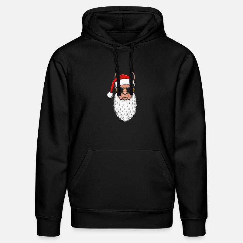 Santa Lama Fun Design Noël - Sweat à capuche bio DRUMMER Stanley/Stella Unisexe - noir