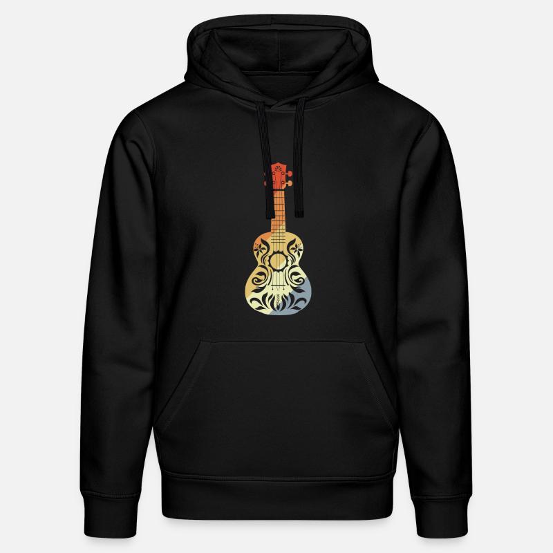 Ukulélé Graphique Rétro - Sweat à capuche bio DRUMMER Stanley/Stella Unisexe - noir