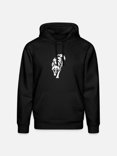 Wolf's silhouette in contrast - Stanley/Stella DRUMMER Unisex Organic Hoodie - black