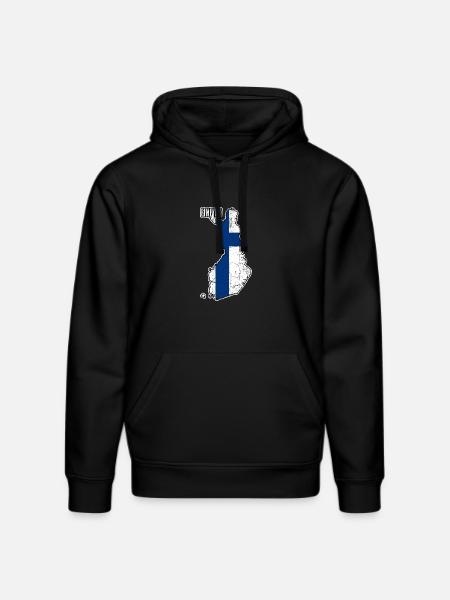 Finland Flag Map Silhouette - Stanley/Stella DRUMMER Unisex Organic Hoodie - black