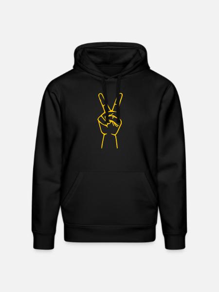 Peace Peacezeichen hand - Stanley/Stella Unisex Bio-Hoodie DRUMMER  - Schwarz