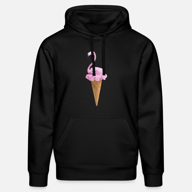 Flamingo mit Eiscreme - Stanley/Stella Unisex Bio-Hoodie DRUMMER  - Schwarz